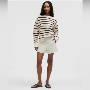 Lululemon cotton crochet sweater open knit black ivory cream medium